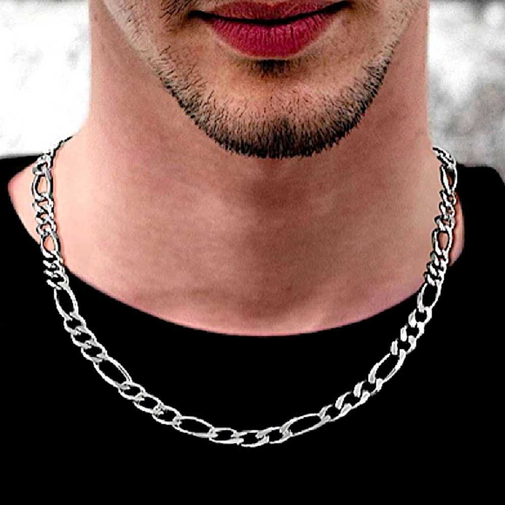 STAINLESS STEEL FIGARO CHAIN LINK NECKLACE